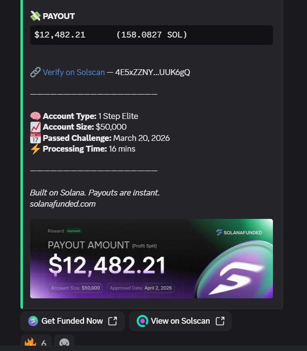 Anonymous $12,482 SOLANAFUNDED payout screenshot